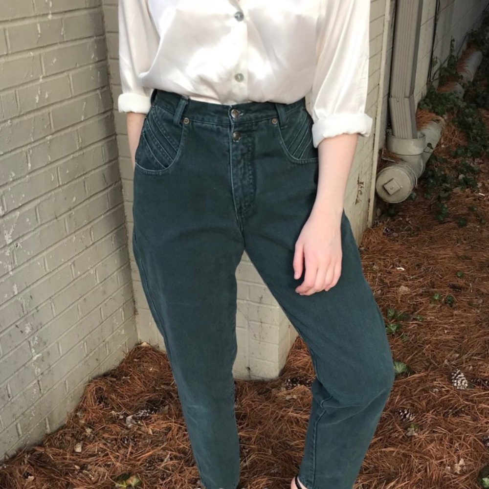 Vintage Dark Green Zena Mom Jeans